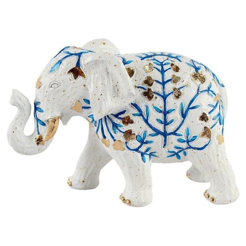 Statuettes et figurines Grand Éléphant Blanc Fleurs Bleues - Signes Grimalt - Modalova