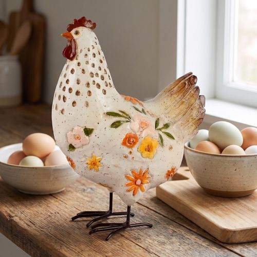 Statuettes et figurines Coq Blanc Fleurs Colorées - Signes Grimalt - Modalova