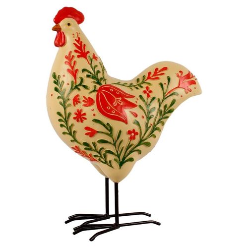 Statuettes et figurines Grande Poule Crème Fleurs Rouges - Signes Grimalt - Modalova