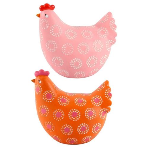 Statuettes et figurines Set 2 Poules Rose Et Orange À Pois - Signes Grimalt - Modalova