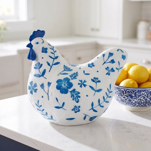 Statuettes et figurines Poule Blanche Fleurs Bleues Et Papillon - Signes Grimalt - Modalova