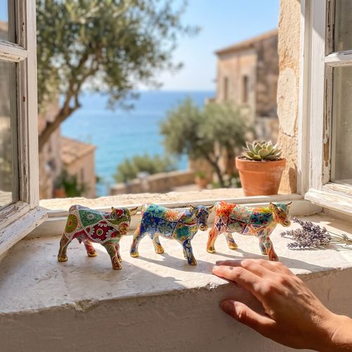 Statuettes et figurines Set 3 Taureaux Mosaïque Azulejo - Signes Grimalt - Modalova