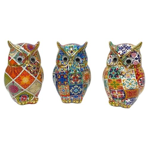 Statuettes et figurines Set 3 Hiboux Mosaïque Grands - Signes Grimalt - Modalova