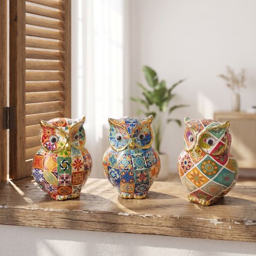 Statuettes et figurines Set 3 Hiboux Mosaïque Moyens - Signes Grimalt - Modalova