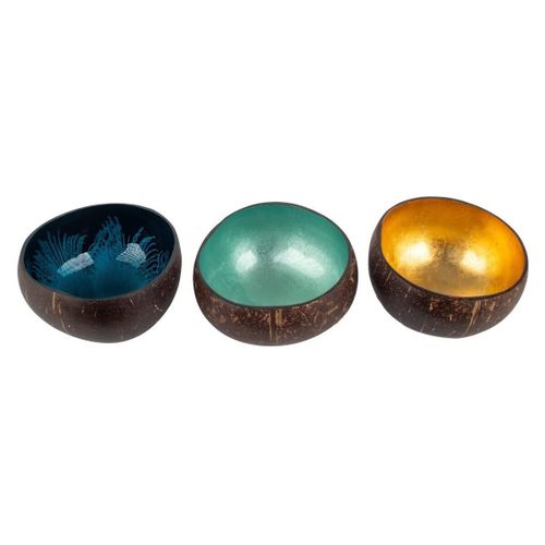 Cabas Set 3 Petits Bols Noix De Coco Intérieur Laqué 13 Cm - Signes Grimalt - Modalova