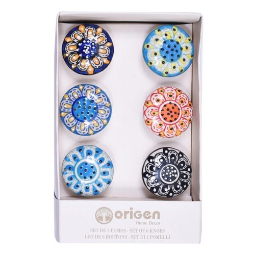 Paniers, boites et corbeilles Set 6 Boutons Céramique Bleu Et Orange - Signes Grimalt - Modalova