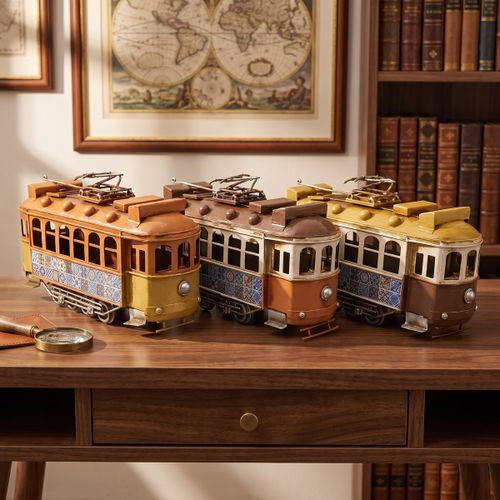 Statuettes et figurines Set 3 Tramways Vintage Orange Et Marron - Signes Grimalt - Modalova