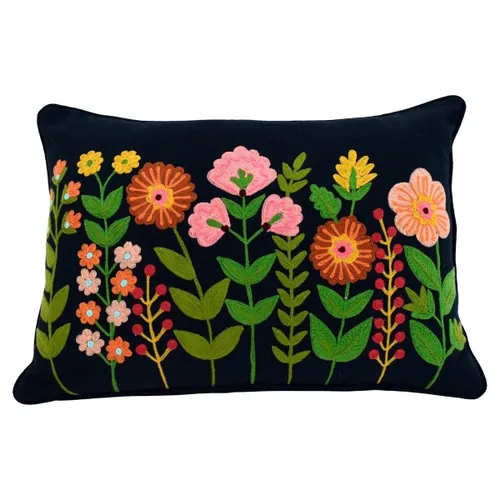 Coussins Coussin Fleurs Bleu Marine Garni - Signes Grimalt - Modalova