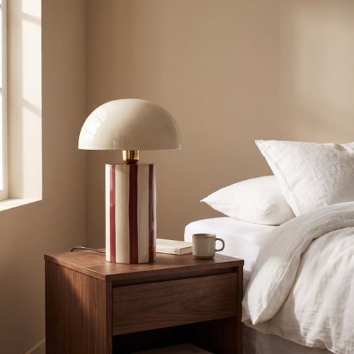 Lampes à poser Lampe Champignon Écru Rayures Bordeaux - Signes Grimalt - Modalova