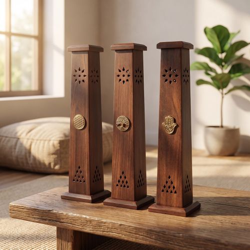Bougies, diffuseurs Tours Porte-Encens En Bois Foncé Lot De 3 - Signes Grimalt - Modalova