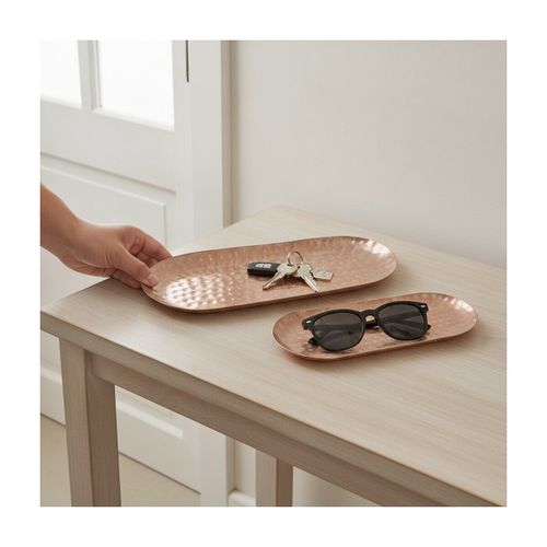 Vides poches Plateaux Ovales Allongés Cuivre Martelé Lot De 2 - Signes Grimalt - Modalova