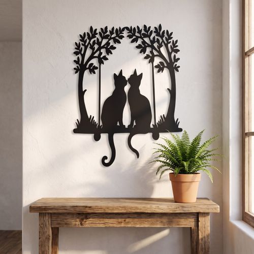 Statuettes et figurines Décoration Murale Chats Et Arbres Noire - Signes Grimalt - Modalova