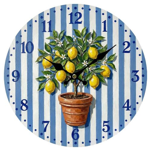 Porte-monnaie Horloge Murale Citronnier Bleue Et Blanche - Signes Grimalt - Modalova