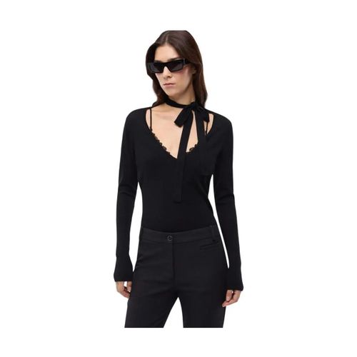 Pull Pull noir rose avec dentelle et ceinture - Pinko - Modalova