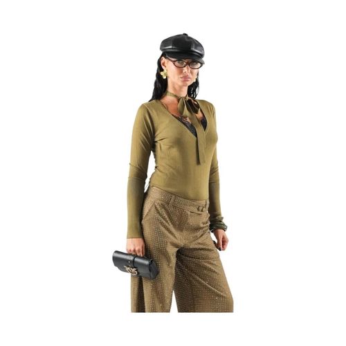 Pull Pull vert rose avec dentelle et ceinture - Pinko - Modalova