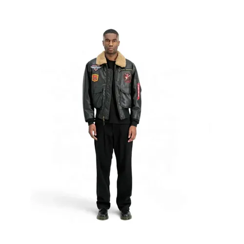 Blouson Veste aviateur en cuir - Alpha Industries - Modalova