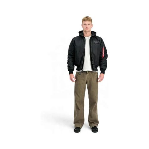 Blouson MA1 veste bomber noire à capuche polaire - Alpha Industries - Modalova