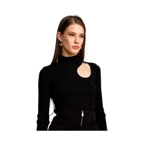 Pull Manchettes en maille noire à sequins - No Secrets - Modalova