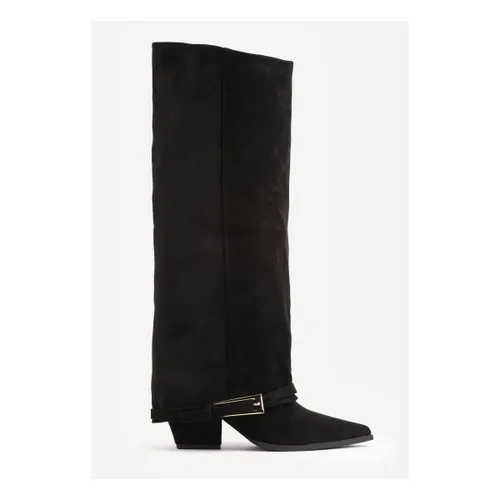 Bottes Bottes Hautes Style revers en Suédine - noir - Vera Collection - Modalova