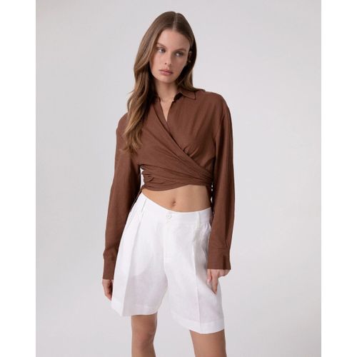 Chemise Corta Lino C/Nodo Davanti - Hinnominate - Modalova