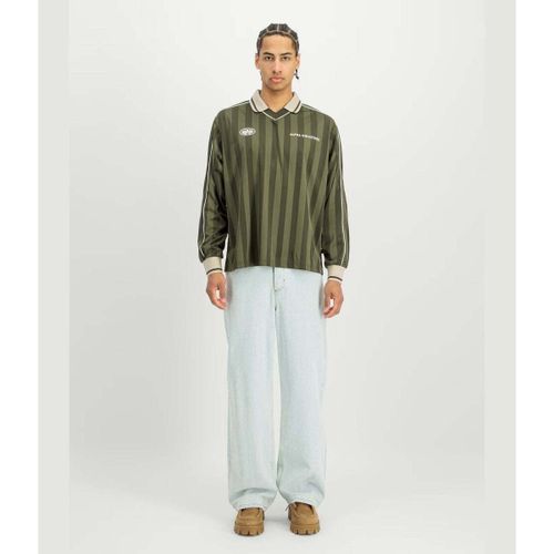 Polo Track Tricot Polo Longsleeve Dark Olive - Alpha Industries - Modalova