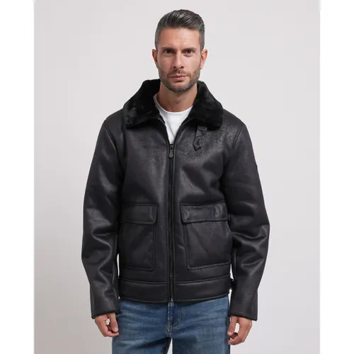 Blouson Blouson similicuir avec col en fourrure - Yes Zee - Modalova