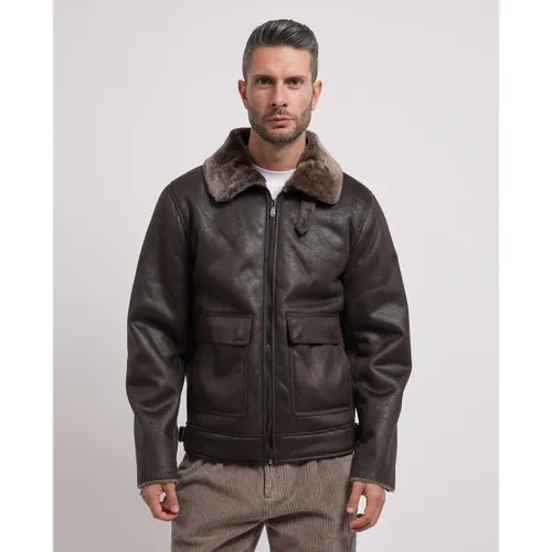 Blouson Blouson similicuir avec col en fourrure - Yes Zee - Modalova