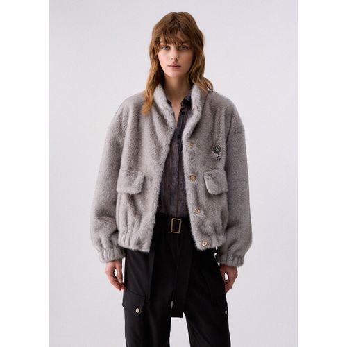Blouson Bomber teddy avec broche bijou - Liu Jo - Modalova