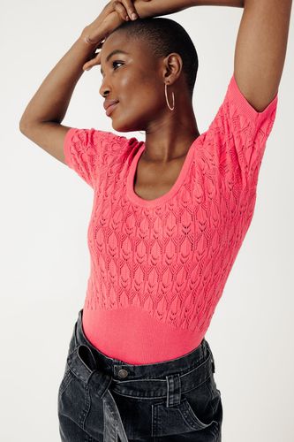 Pull ajouré éco-conçu fuchsia - Promod - Modalova