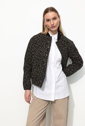 Bomber jacquard léopard Gris foncé - Promod - Modalova