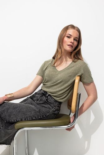 T-shirt en lin mélangé Vert XXL - Promod - Modalova