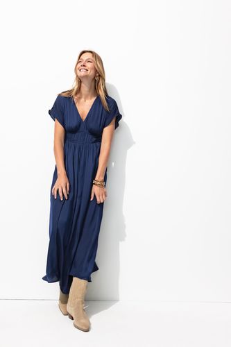 Robe longue en satin uni Bleu foncé 40 - Promod - Modalova