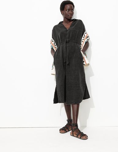 Robe midi en gaze de coton Gris foncé 40 - Promod - Modalova