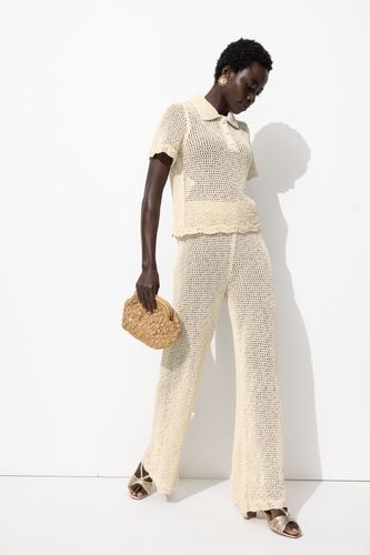 Pantalon en crochet Ecru - Promod - Modalova