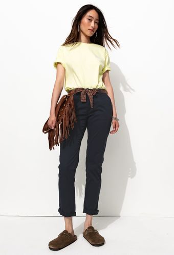 Pantalon chino ceinturé Marine 40 - Promod - Modalova