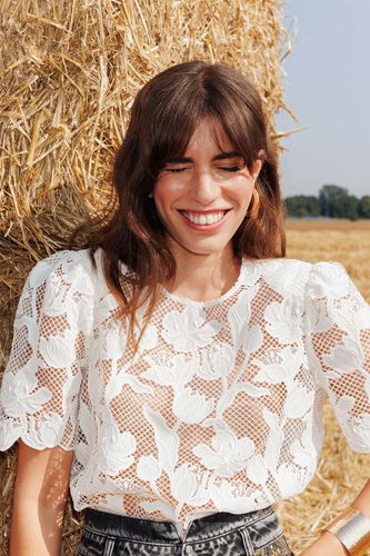 Blouse en guipure brodée Beige 40 - Promod - Modalova