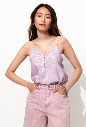 Top rayé à fines bretelles Rayé lilas 46 - Promod - Modalova