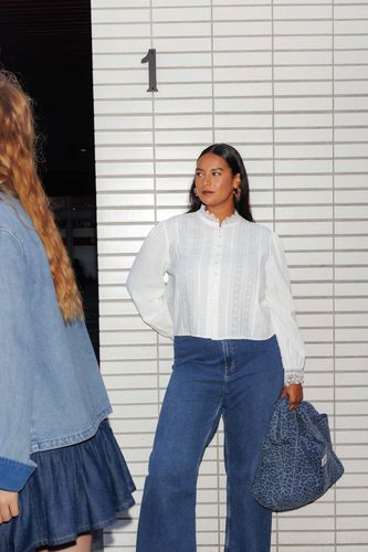 Chemise détail dentelle Ecru 44 - Promod - Modalova