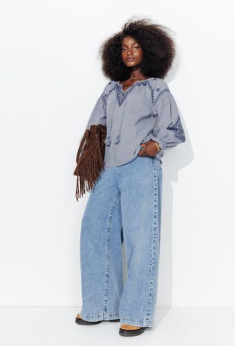 Blouse brodée en coton Jean moyen S - Promod - Modalova