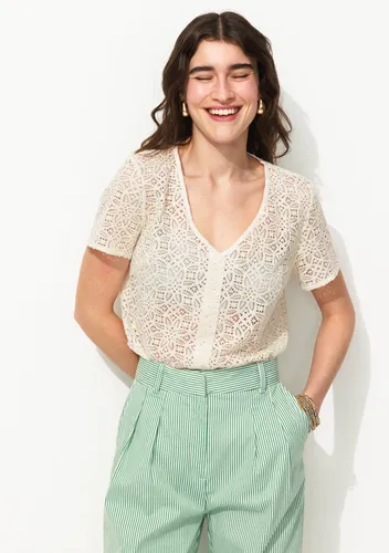 Chemise effet dentelle Ecru 46 - Promod - Modalova