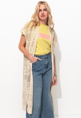 Long gilet au crochet Ecru - Promod - Modalova