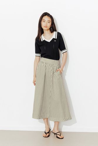 Jupe midi évasée rayée Rayé kaki 44 - Promod - Modalova