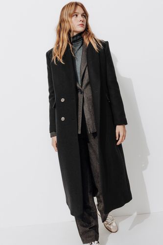 Manteau long en laine Noir - Promod - Modalova