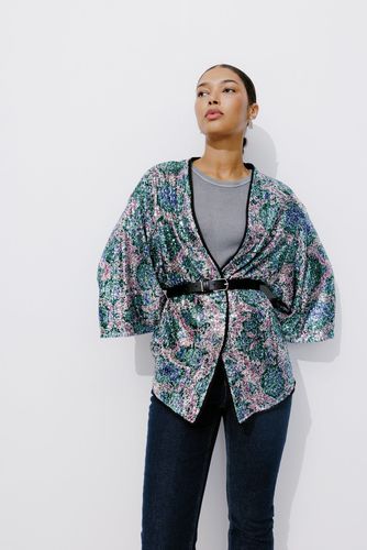 Veste kimono à paillettes Imprimé - Promod - Modalova