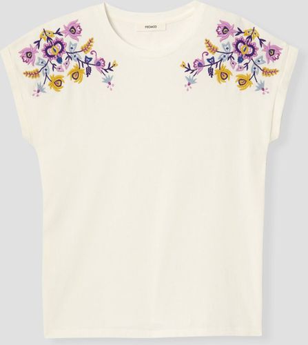 T-shirt brodé de fleurs Ecru M - Promod - Modalova