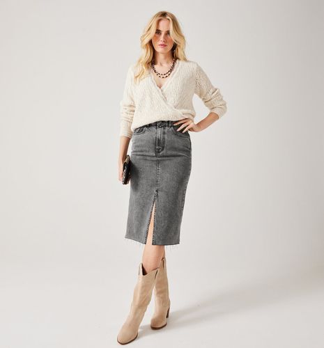 Jupe midi en jean Jeans gris 38 - Promod - Modalova