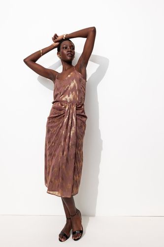 Jupe midi drapée irisée Rose 36 - Promod - Modalova