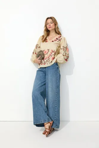 Blouse brodée oversize Ecru 40 - Promod - Modalova