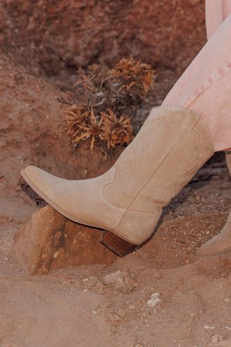 Santiags en cuir suédé Sable 36 - Promod - Modalova
