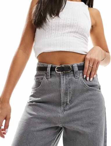 Ceinture en imitation cuir avec double boucle dorÃ©e - Noir Noir L female - Pieces - Modalova